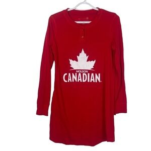 Molsen Canadian Red Log Waffle Knit Over the Knee Length Nighty Pajamas O/S